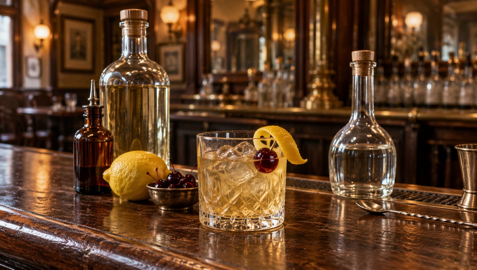 Классический коктейль Casino с Old Tom Gin, Maraschino и лимоном